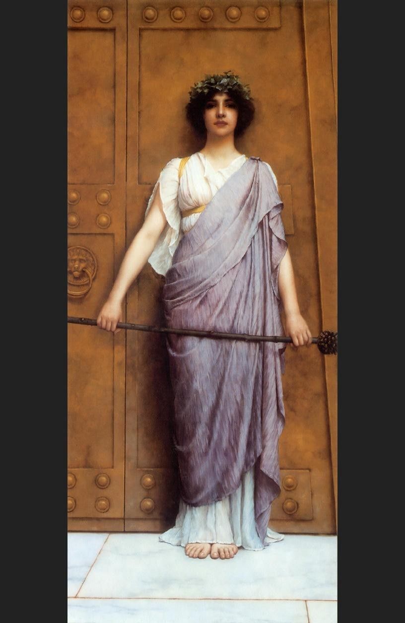 John William Godward At the Gate of the Temple
